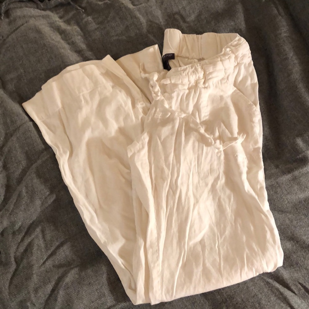 A Pea in The Pod White Linen Pants